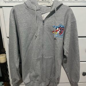 Gray Zip-Up Hoodie with Disney Logo